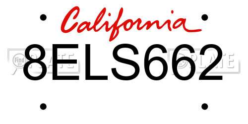 8ELS662 California License Plate