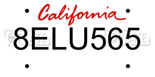 8ELU565 California License Plate
