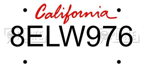 8ELW976 California License Plate