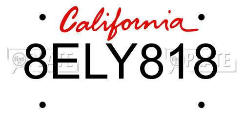 8ELY818 California License Plate