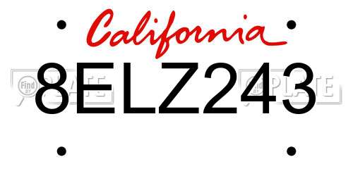8ELZ243 California License Plate