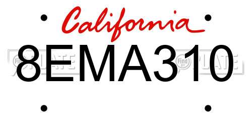 8EMA310 California License Plate
