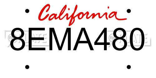 8EMA480 California License Plate