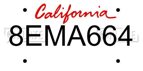8EMA664 California License Plate