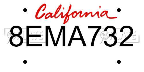 8EMA732 California License Plate