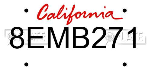 8EMB271 California License Plate