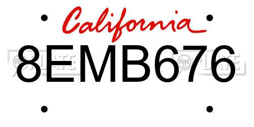 8EMB676 California License Plate