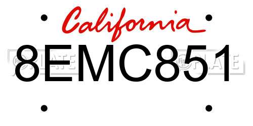8EMC851 California License Plate