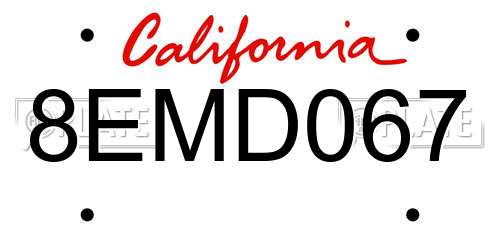 8EMD067 California License Plate