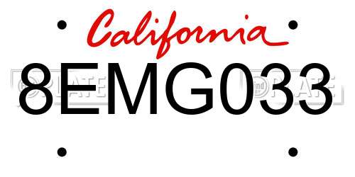 8EMG033 California License Plate