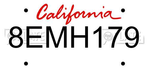 8EMH179 California License Plate