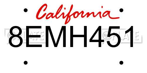 8EMH451 California License Plate