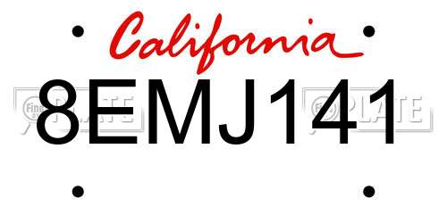 8EMJ141 California License Plate