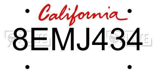 8EMJ434 California License Plate
