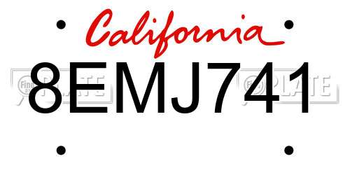 8EMJ741 California License Plate