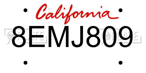 8EMJ809 California License Plate