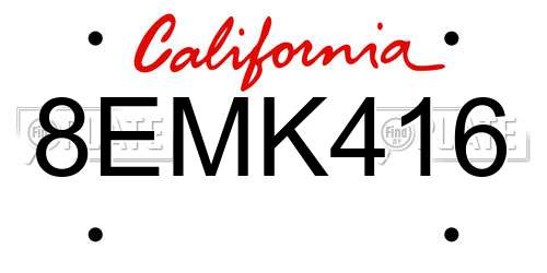 8EMK416 California License Plate