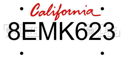 8EMK623 California License Plate