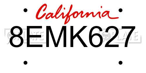 8EMK627 California License Plate