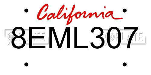 8EML307 California License Plate
