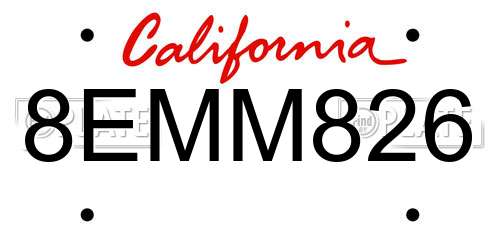 8EMM826 California License Plate