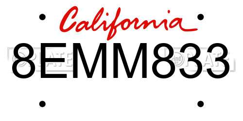 8EMM833 California License Plate