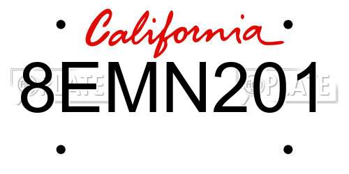 8EMN201 California License Plate
