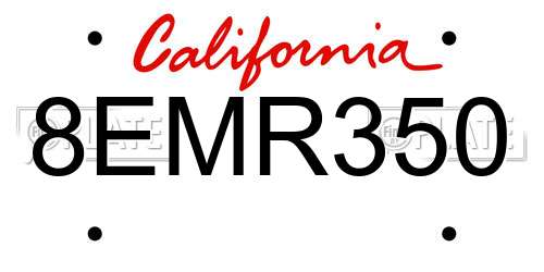 8EMR350 California License Plate