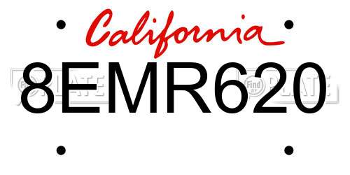 8EMR620 California License Plate