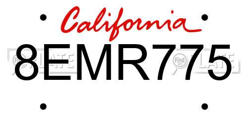 8EMR775 California License Plate