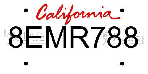 8EMR788 California License Plate