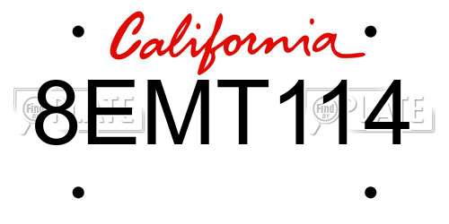8EMT114 California License Plate