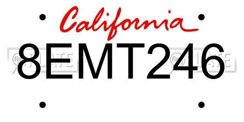 8EMT246 California License Plate