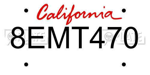 8EMT470 California License Plate