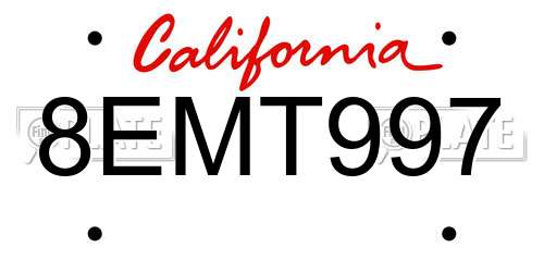8EMT997 California License Plate