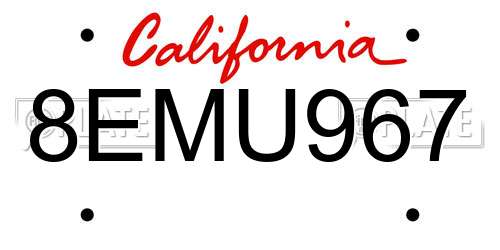 8EMU967 California License Plate