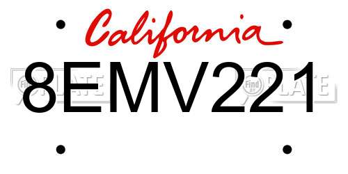 8EMV221 California License Plate