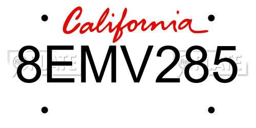 8EMV285 California License Plate