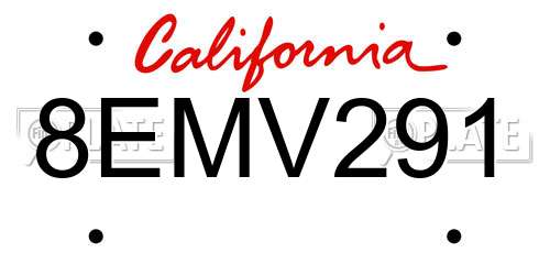 8EMV291 California License Plate