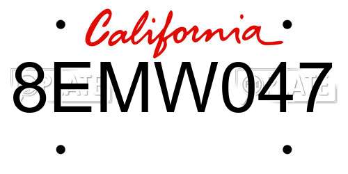 8EMW047 California License Plate