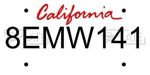 8EMW141 California License Plate