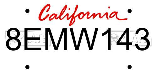 8EMW143 California License Plate