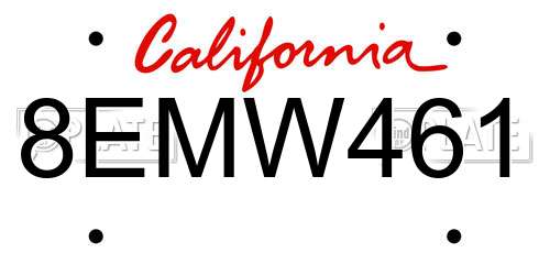 8EMW461 California License Plate