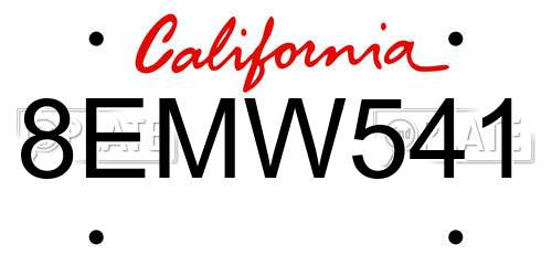 8EMW541 California License Plate