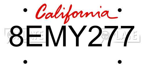 8EMY277 California License Plate