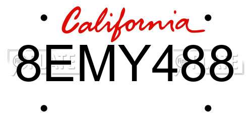 8EMY488 California License Plate