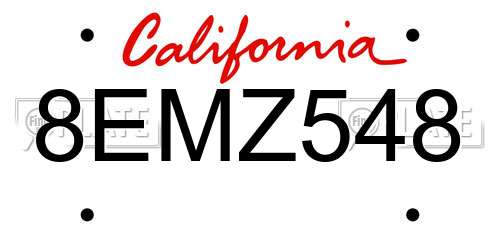 8EMZ548 California License Plate