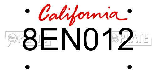 8EN012 California License Plate