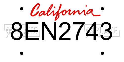 8EN2743 California License Plate
