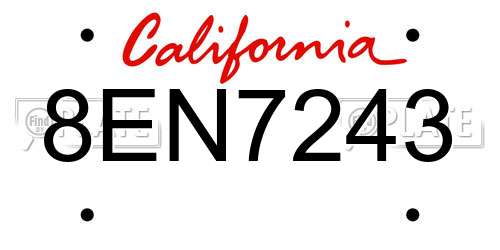 8EN7243 California License Plate